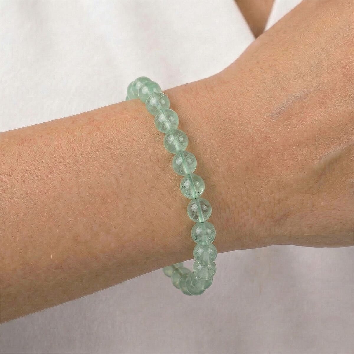 Green Fluorite 155.00 ctw Beaded Stretch Bracelet image number 2