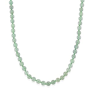 D'Joy Green Fluorite 340.00 ctw Beaded Necklace (20 Inches) in Rhodium Over Sterling Silver