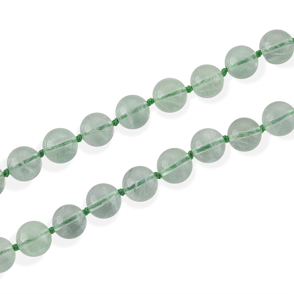 D'Joy Green Fluorite 340.00 ctw Beaded Necklace (20 Inches) in Rhodium Over Sterling Silver image number 3