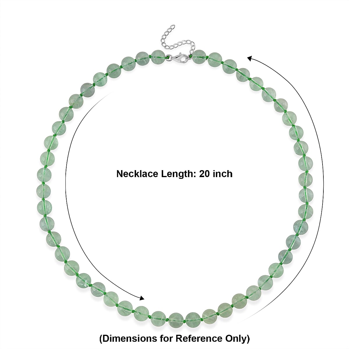 D'Joy Green Fluorite 340.00 ctw Beaded Necklace (20 Inches) in Rhodium Over Sterling Silver image number 5