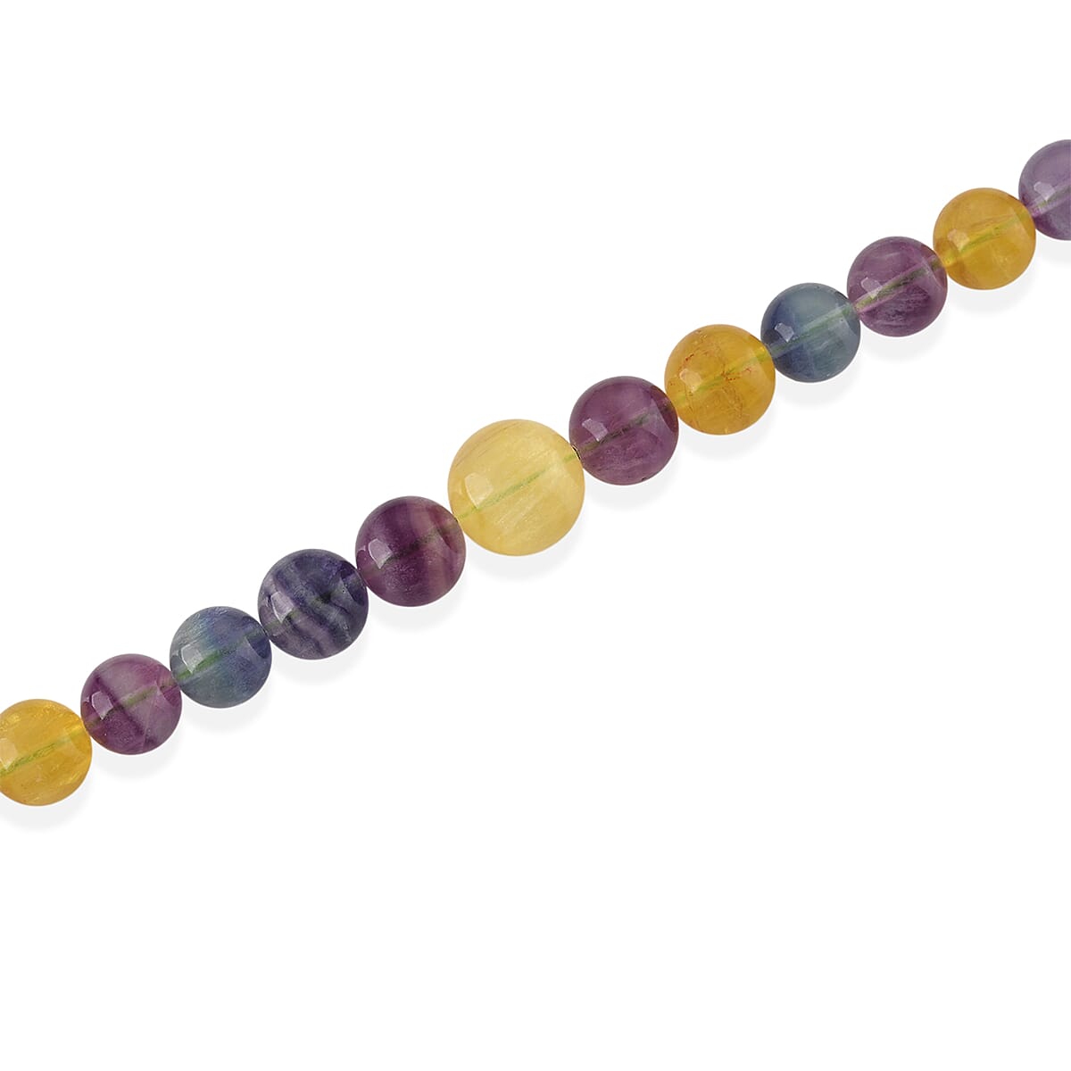 D'Joy Multi Fluorite 490.00 ctw Beaded Necklace (20 Inches) in Rhodium Over Sterling Silver image number 3