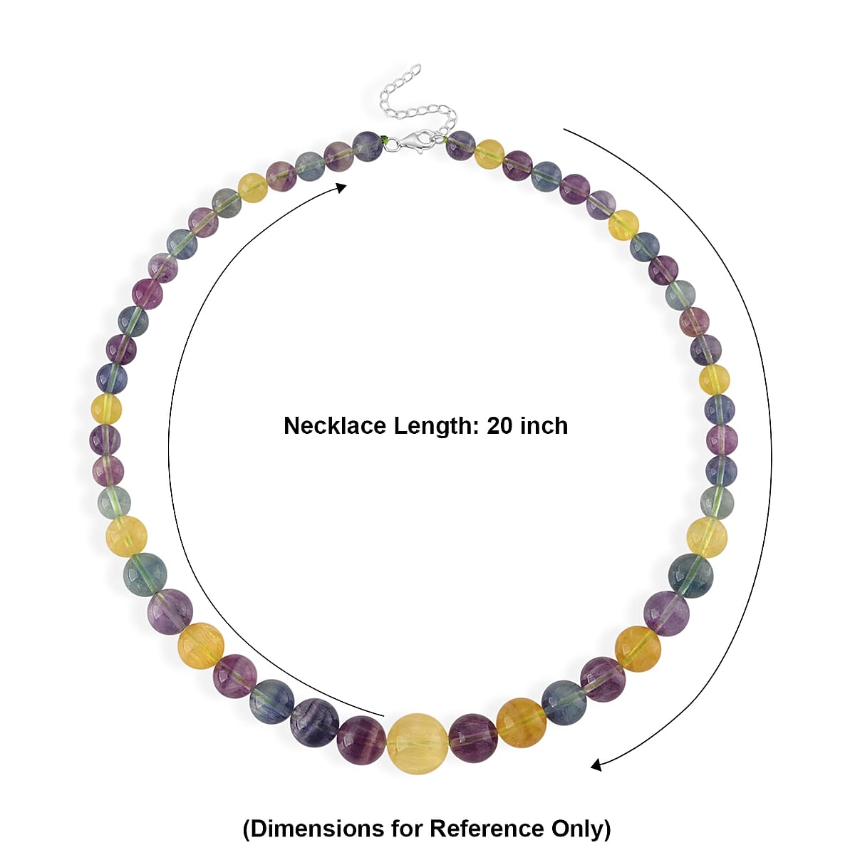 D'Joy Multi Fluorite 490.00 ctw Beaded Necklace (20 Inches) in Rhodium Over Sterling Silver image number 5