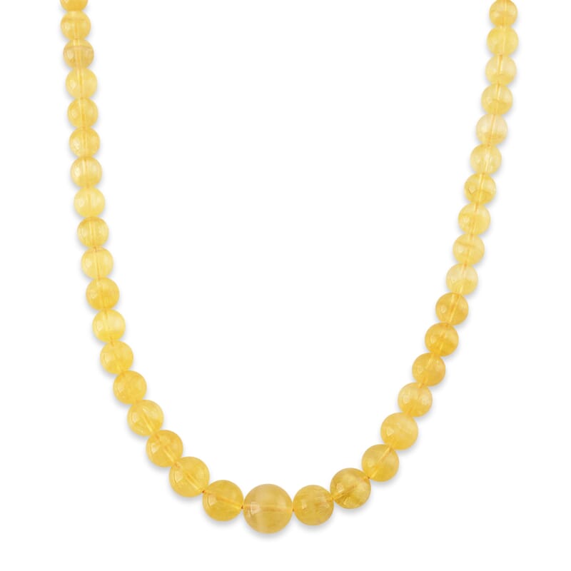 D'Joy Yellow Fluorite 550.00 ctw Beaded Necklace (20 Inches) in 14K YG Over Sterling Silver