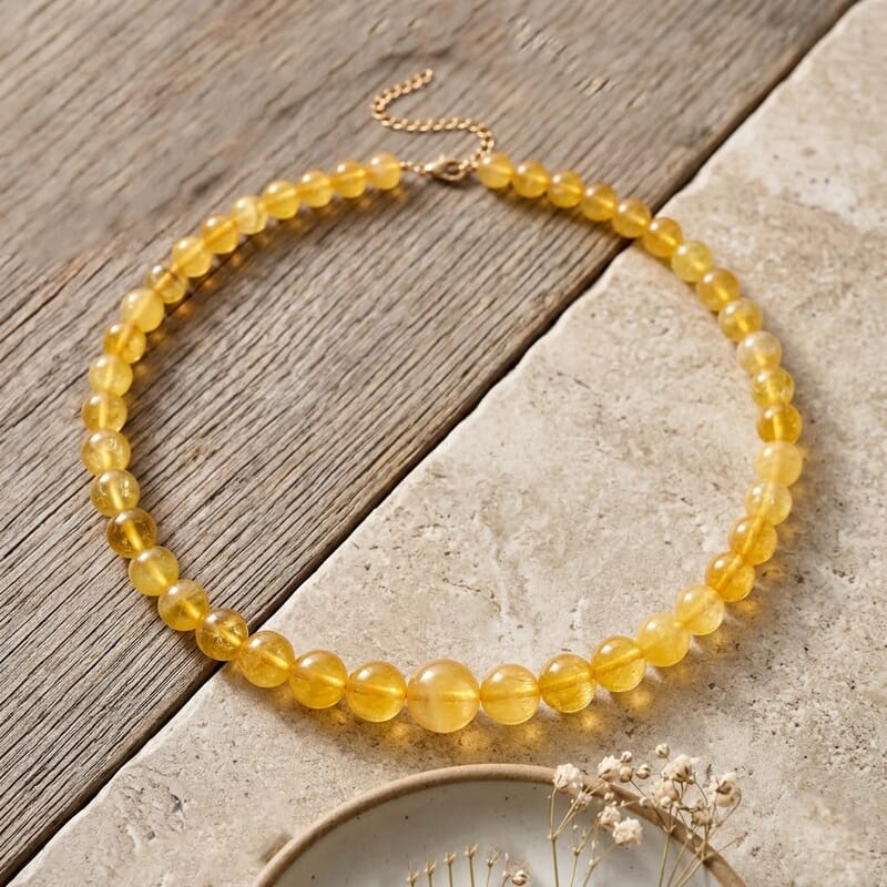 D'Joy Yellow Fluorite 550.00 ctw Beaded Necklace (20 Inches) in 14K YG Over Sterling Silver