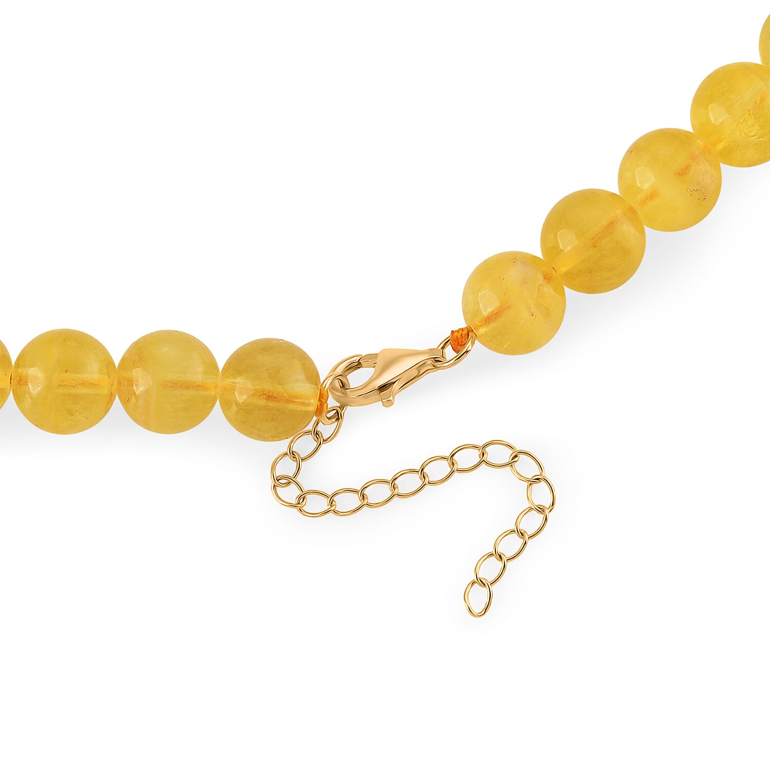 D'Joy Yellow Fluorite 550.00 ctw Beaded Necklace (20 Inches) in 14K YG Over Sterling Silver