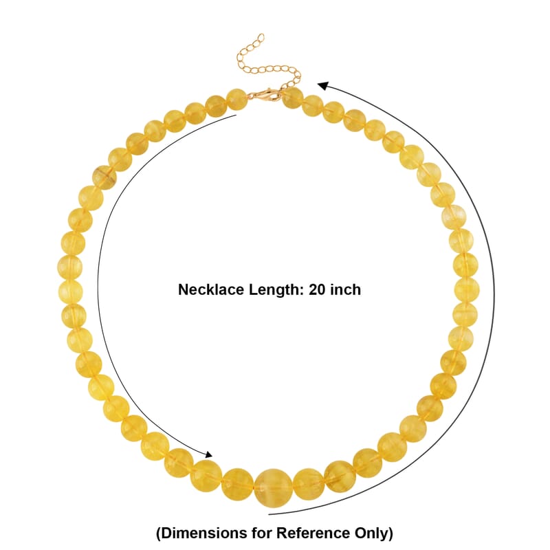 D'Joy Yellow Fluorite 550.00 ctw Beaded Necklace (20 Inches) in 14K YG Over Sterling Silver