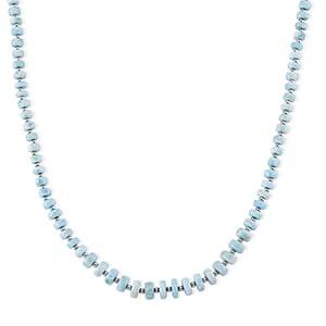 D'Joy Larimar 179.00 ctw  Beaded Necklace in Rhodium Over Sterling Silver (20 Inches)