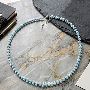 D'Joy Larimar 179.00 ctw  Beaded Necklace in Rhodium Over Sterling Silver (20 Inches)