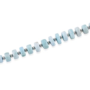 D'Joy Larimar 179.00 ctw  Beaded Necklace in Rhodium Over Sterling Silver (20 Inches)