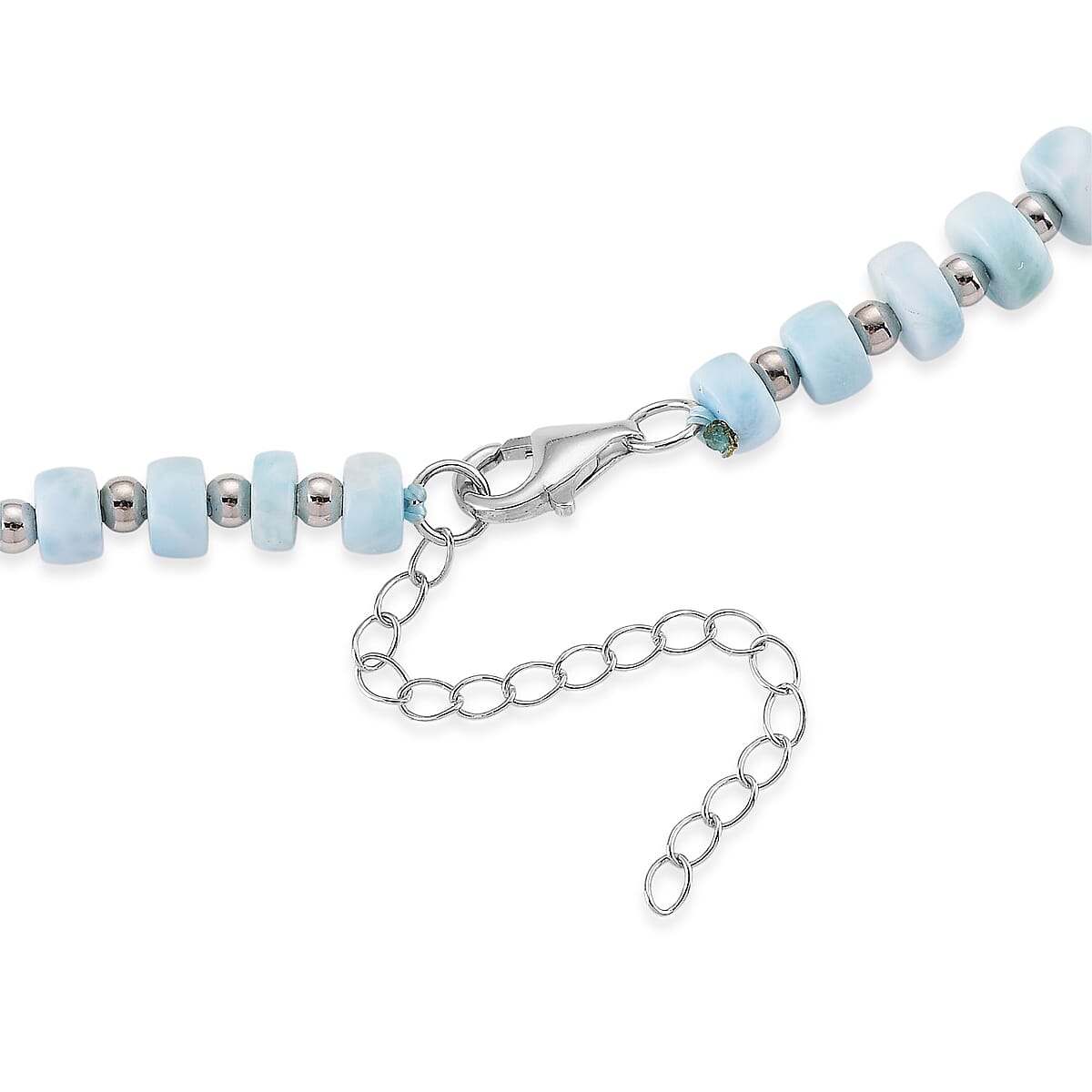 D'Joy Larimar 179.00 ctw  Beaded Necklace in Rhodium Over Sterling Silver (20 Inches) image number 4