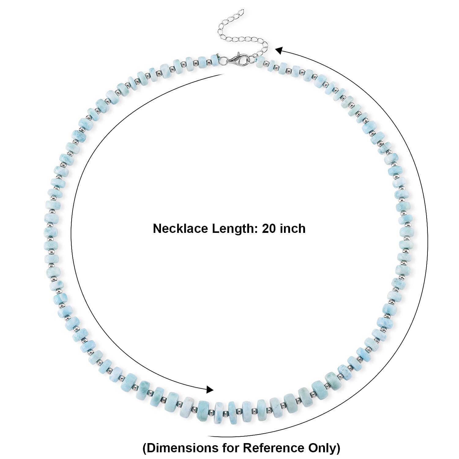 D'Joy Larimar 179.00 ctw  Beaded Necklace in Rhodium Over Sterling Silver (20 Inches)