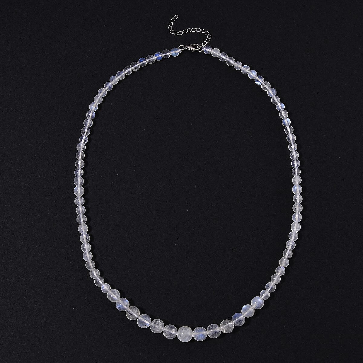 D'Joy Rainbow Moonstone Beaded 175.00 ctw Necklace in Rhodium Over Sterling Silver (20 Inches) image number 2