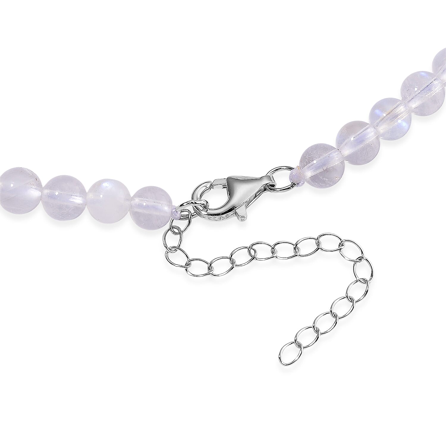 D'Joy Rainbow Moonstone Beaded 175.00 ctw Necklace in Rhodium Over Sterling Silver (20 Inches)