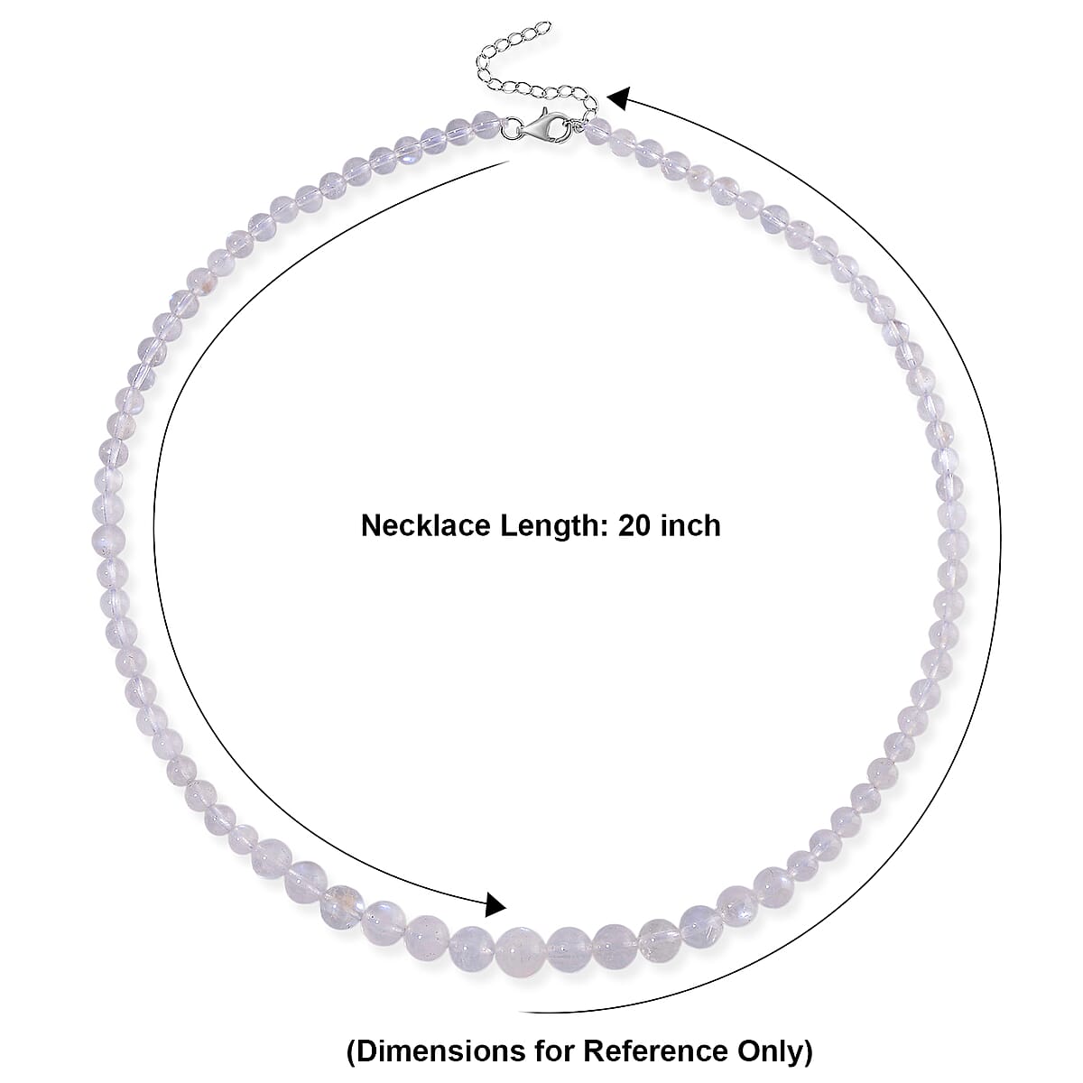 D'Joy Rainbow Moonstone Beaded 175.00 ctw Necklace in Rhodium Over Sterling Silver (20 Inches) image number 6