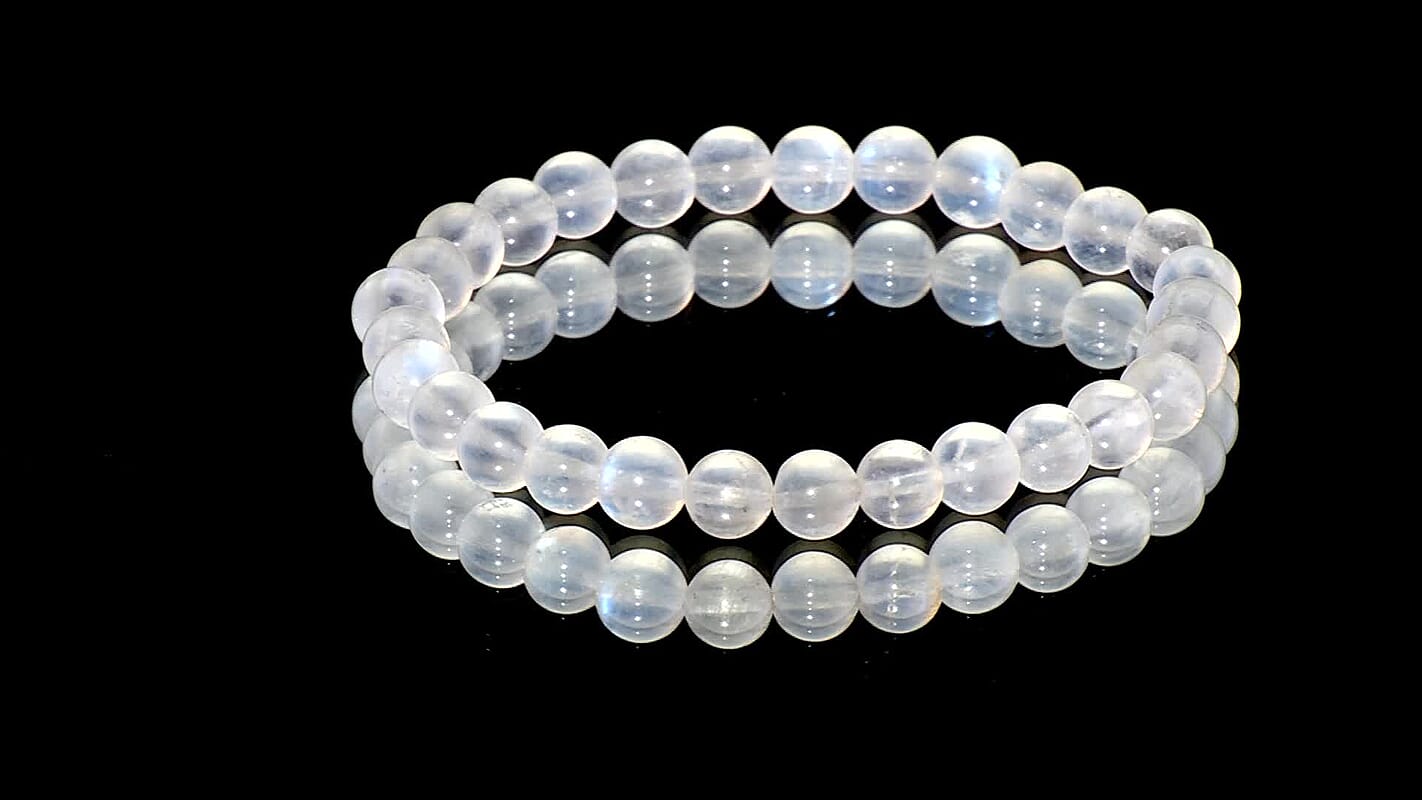 Rainbow Moonstone 80.00 ctw Beaded Stretch Bracelet