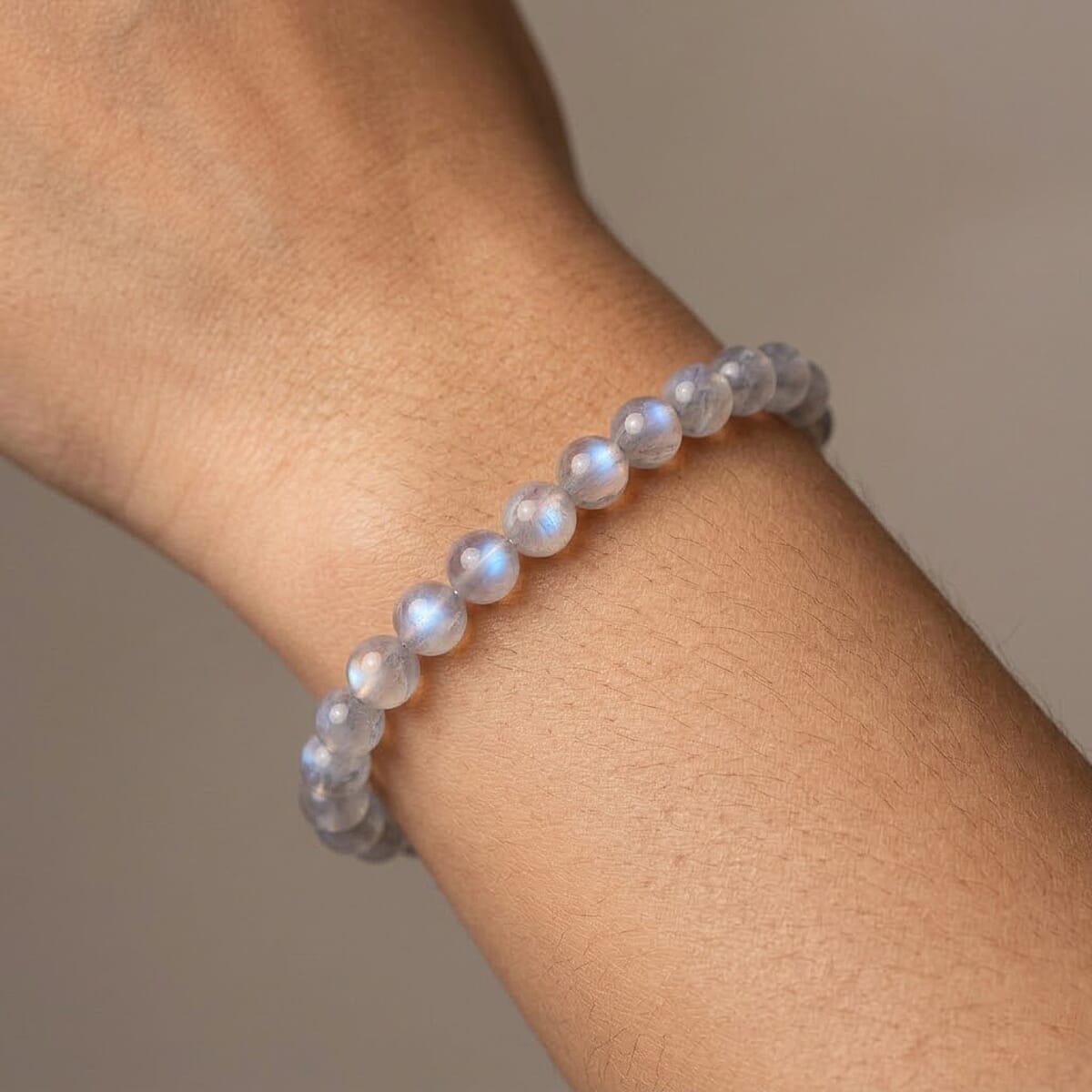 Rainbow Moonstone 80.00 ctw Beaded Stretch Bracelet image number 2