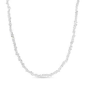 D'Joy American Herkimar Quartz 76.50 ctw Beaded Necklace in Rhodium Over Sterling Silver (24 Inches)