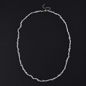 D'Joy American Herkimar Quartz 76.50 ctw Beaded Necklace in Rhodium Over Sterling Silver (24 Inches)