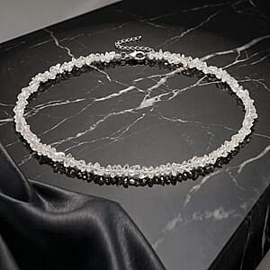 D'Joy American Herkimar Quartz 76.50 ctw Beaded Necklace in Rhodium Over Sterling Silver (24 Inches)
