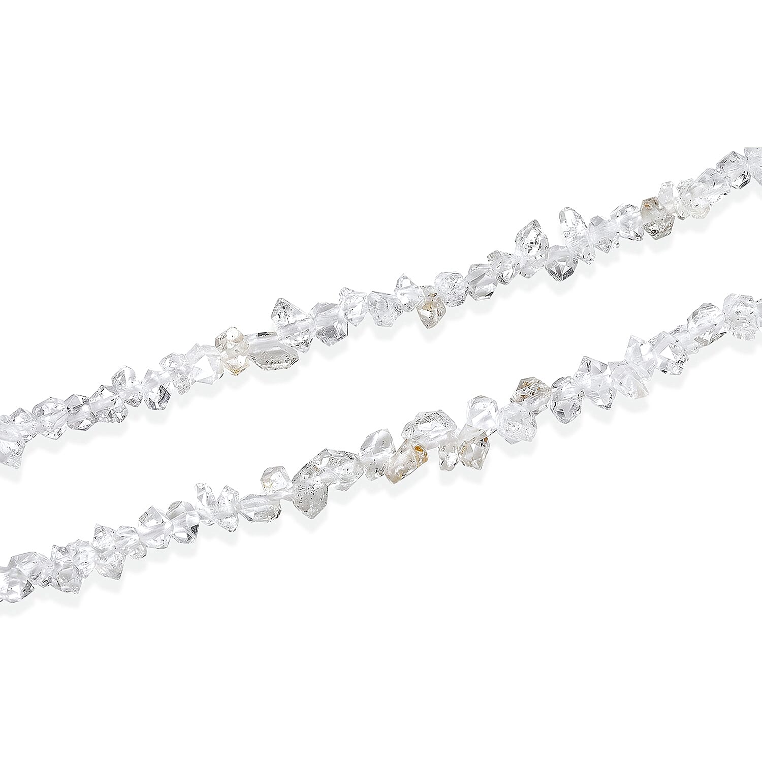 D'Joy American Herkimar Quartz 76.50 ctw Beaded Necklace in Rhodium Over Sterling Silver (24 Inches)
