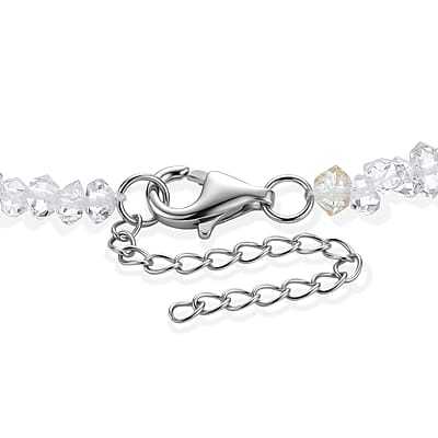 D'Joy American Herkimar Quartz 76.50 ctw Beaded Necklace in Rhodium Over Sterling Silver (24 Inches)