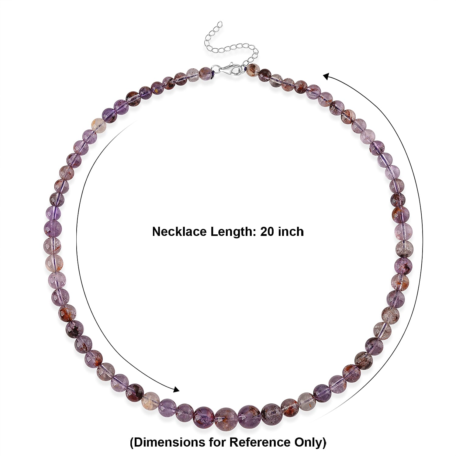 D'Joy Cacoxenite 250.00 ctw Beaded Necklace in Rhodium Over Sterling Silver (20 Inches)