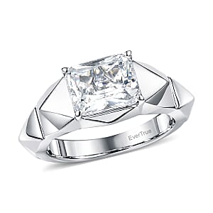 EverTrue White Topaz 4.50 ctw Dynasty Prism Men's Ring in Platinum Bond (Size 10.0)