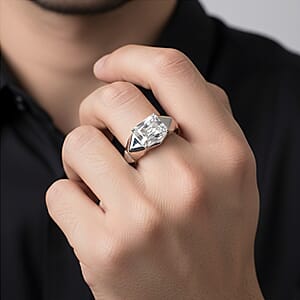 EverTrue White Topaz 4.50 ctw Dynasty Prism Men's Ring in Platinum Bond (Size 10.0)