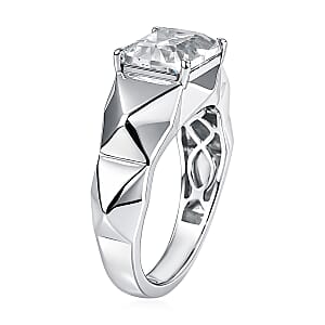 EverTrue White Topaz 4.50 ctw Dynasty Prism Men's Ring in Platinum Bond (Size 10.0)