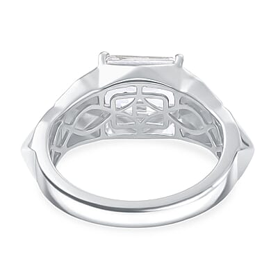 EverTrue White Topaz 4.50 ctw Dynasty Prism Men's Ring in Platinum Bond (Size 10.0)