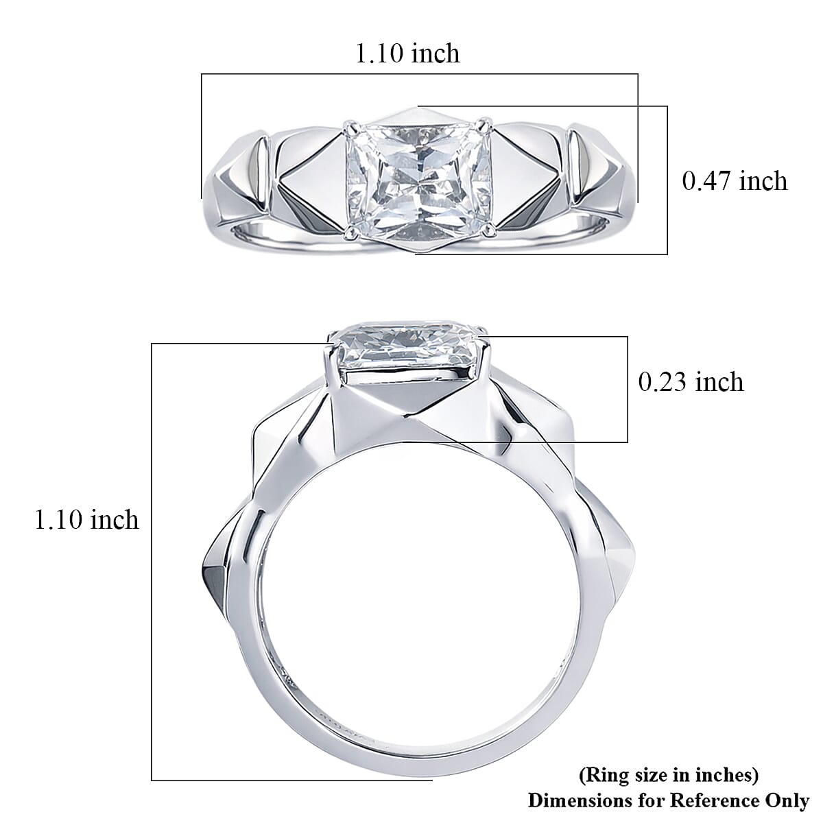 EverTrue White Topaz 4.50 ctw Dynasty Prism Men's Ring in Platinum Bond (Size 10.0) image number 5
