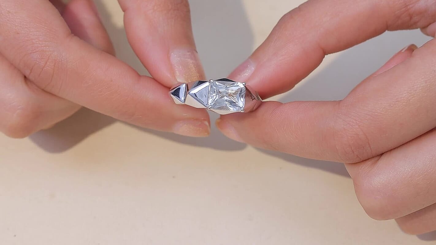 EverTrue White Topaz Men's Ring in Platinum Bond (Size 10.0) 4.50 ctw