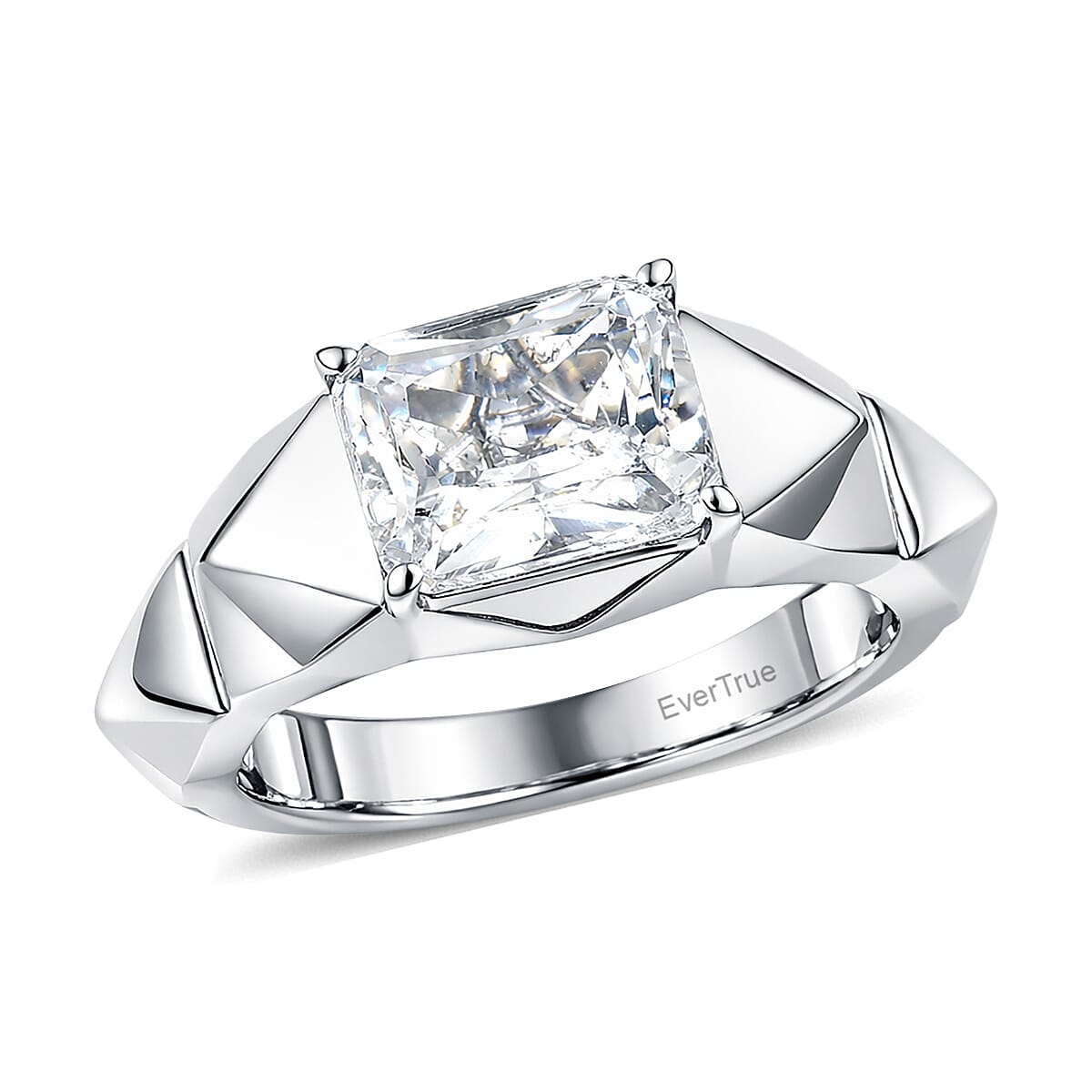 EverTrue White Topaz Men's Ring in Platinum Bond (Size 10.0) 4.50 ctw