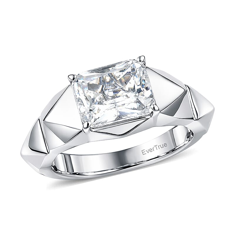 EverTrue White Topaz 4.50 ctw Dynasty Prism Men's Ring in Platinum Bond (Size 13.0)