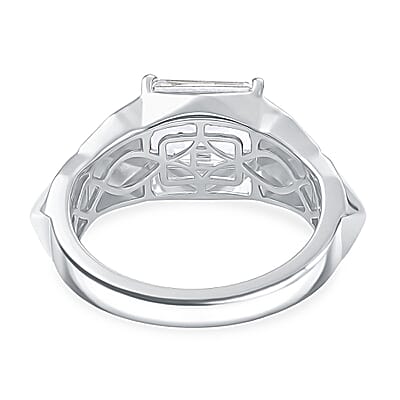 EverTrue White Topaz 4.50 ctw Dynasty Prism Men's Ring in Platinum Bond (Size 13.0)