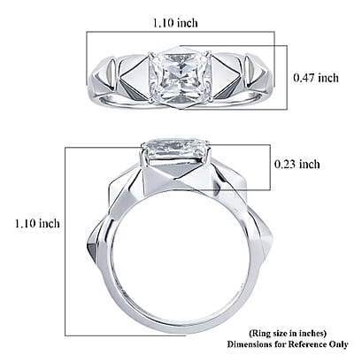 EverTrue White Topaz 4.50 ctw Dynasty Prism Men's Ring in Platinum Bond (Size 9.0)