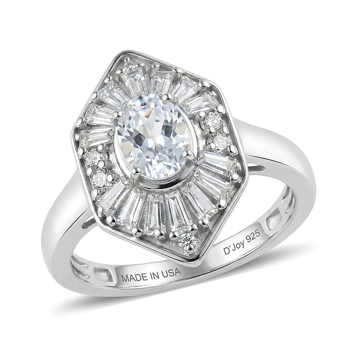 D'Joy White Topaz 1.65 ctw Victorian Royale Ring in Rhodium Over Sterling Silver (Size 10.0)