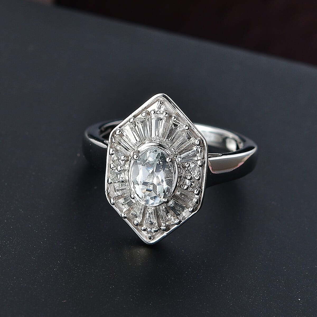D'Joy White Topaz 1.65 ctw Victorian Royale Ring in Rhodium Over Sterling Silver (Size 10.0) image number 1