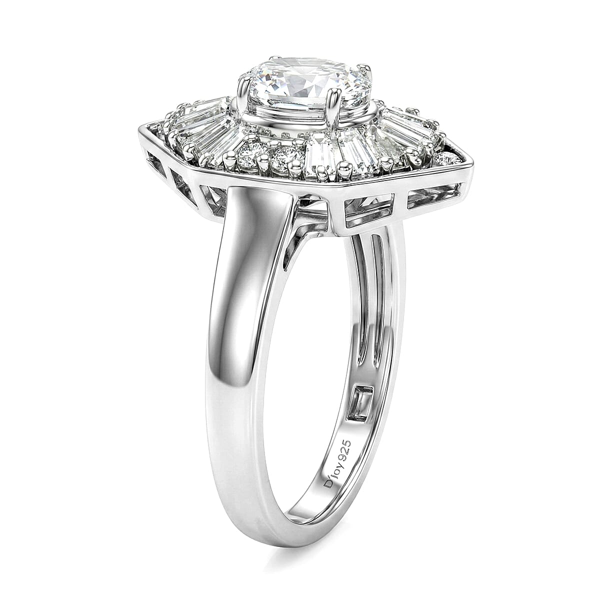 D'Joy White Topaz 1.65 ctw Victorian Royale Ring in Rhodium Over Sterling Silver (Size 10.0) image number 3