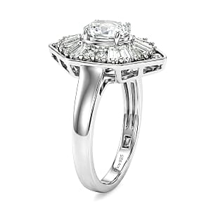 D'Joy White Topaz 1.65 ctw Victorian Royale Ring in Rhodium Over Sterling Silver (Size 10.0)
