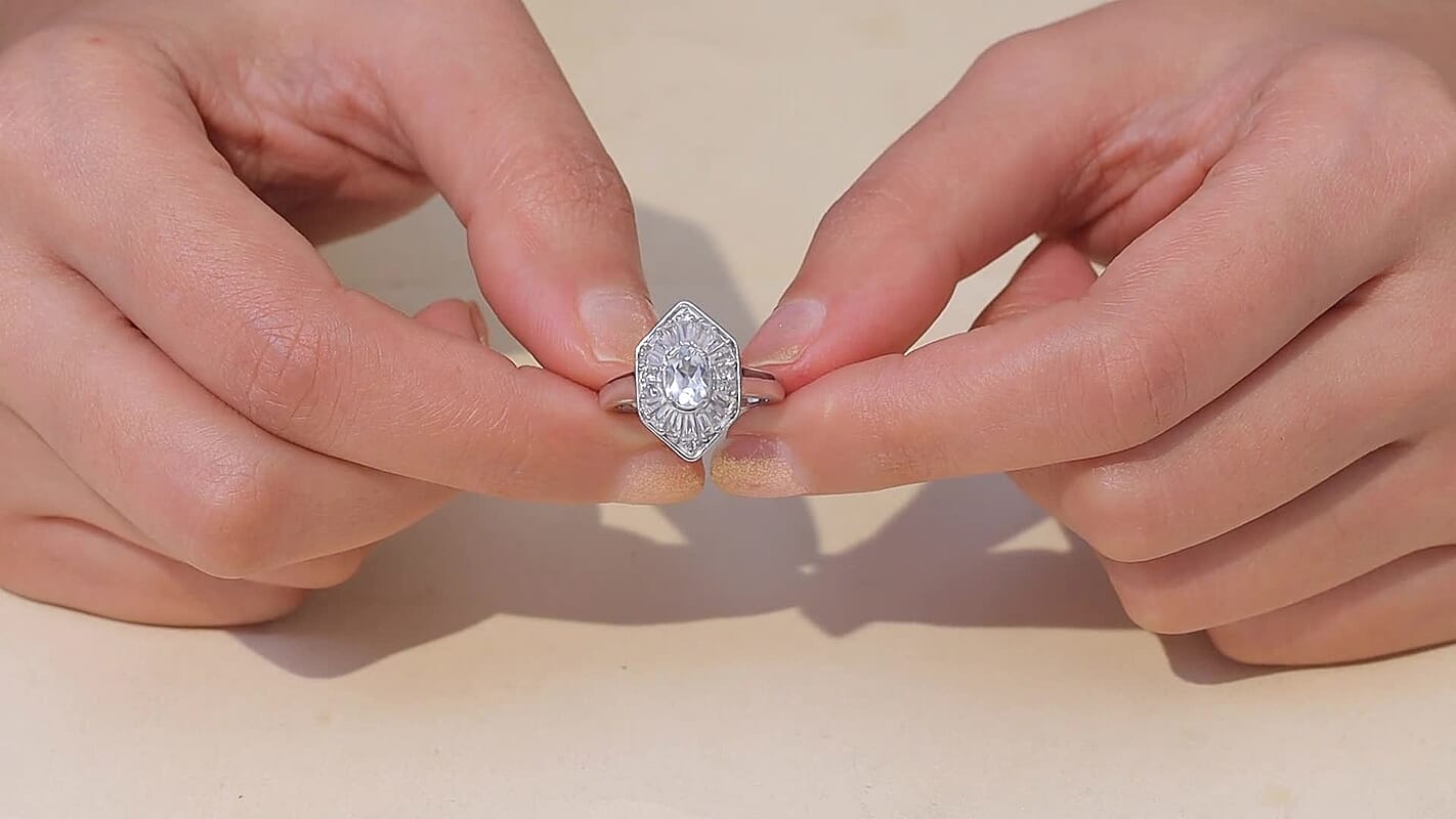D'Joy White Topaz Ring in Rhodium Over Sterling Silver (Size 10.0) 1.65 ctw