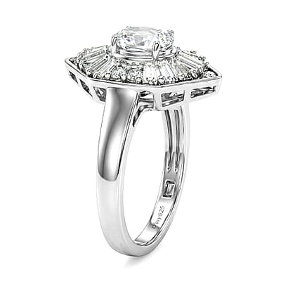 D'Joy White Topaz 1.65 ctw Victorian Royale Ring in Rhodium Over Sterling Silver (Size 5.0)