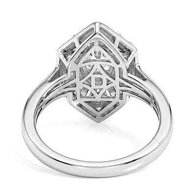 D'Joy White Topaz 1.65 ctw Victorian Royale Ring in Rhodium Over Sterling Silver (Size 5.0)