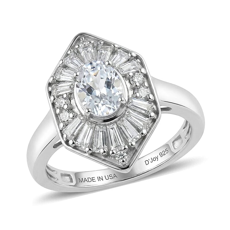 D'Joy White Topaz 1.65 ctw Victorian Royale Ring in Rhodium Over Sterling Silver (Size 9.0)