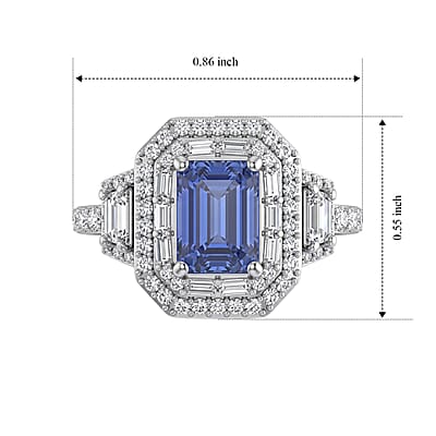 D'Joy Premium Tanzanite and Moissanite 1.80 ctw Ring in Rhodium Over Sterling Silver (Size 10.0)