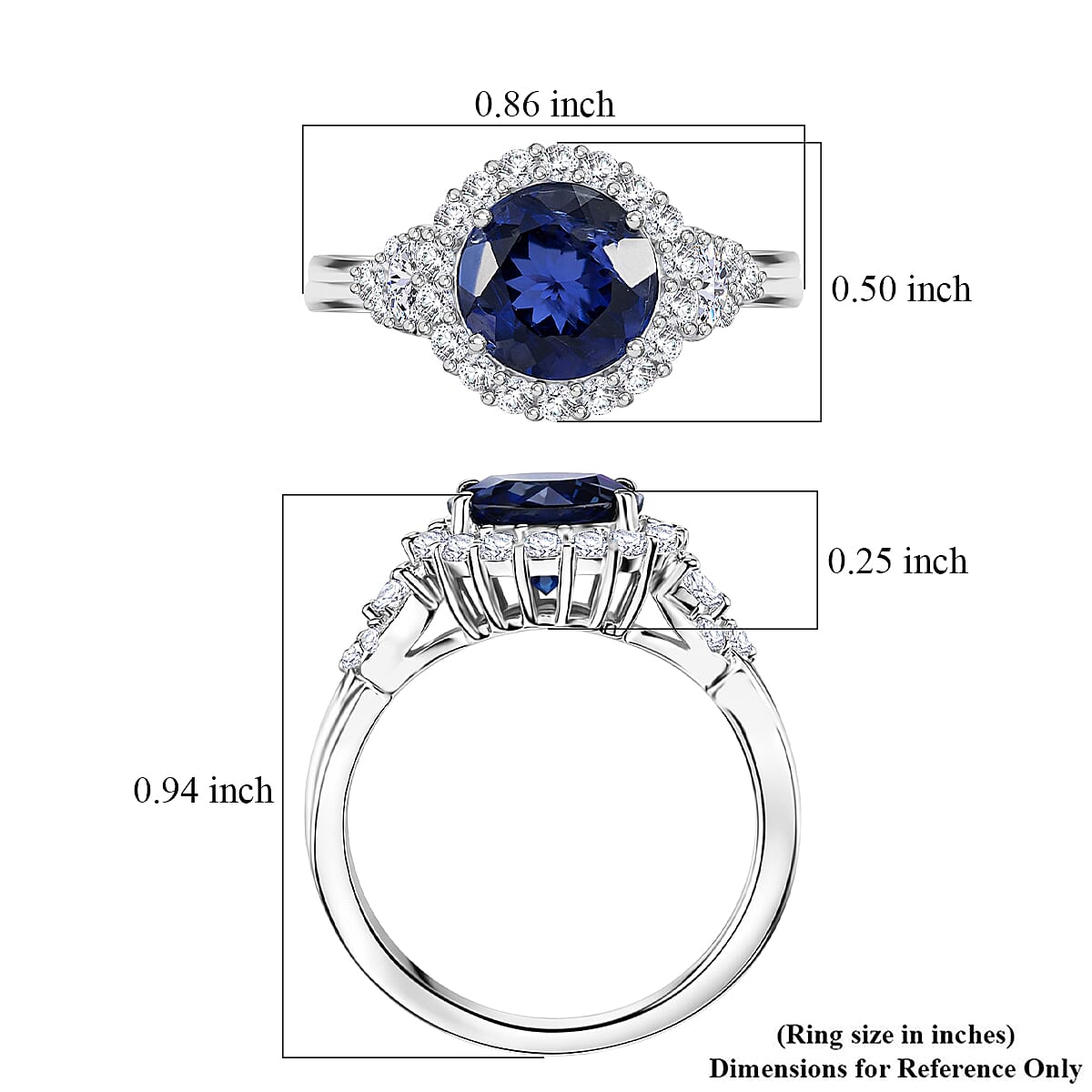 Certified and Appraised D'Joy Catalina Iolite and Moissanite 1.90 ctw Ring in Rhodium Over Sterling Silver (Size 6.0)