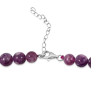 D'Joy Purple Lepidolite 300.00 ctw Beaded Necklace in Rhodium Over Sterling Silver (20 Inches)