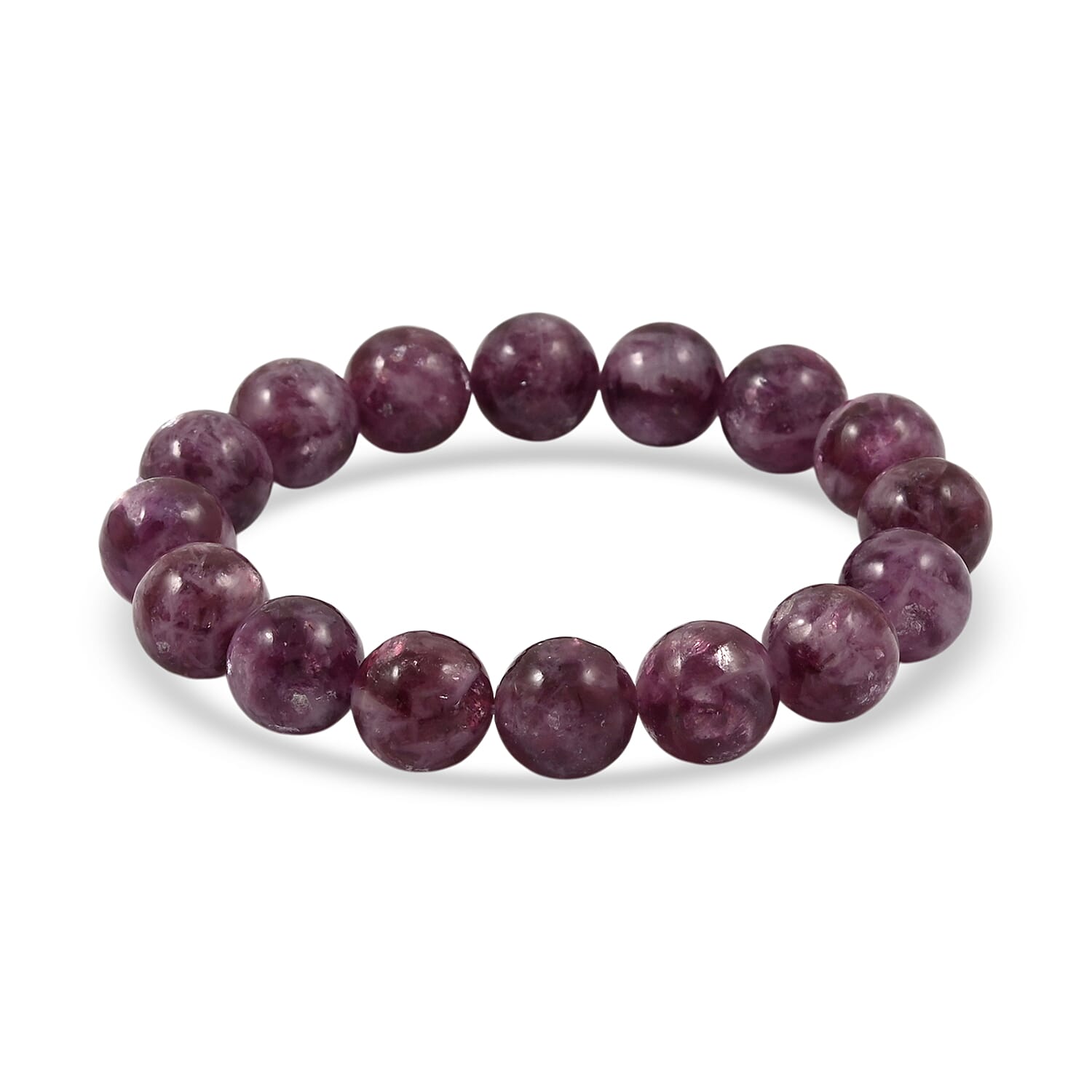 Purple Lepidolite 240.00 ctw Beaded Stretch Bracelet