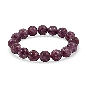 Purple Lepidolite 240.00 ctw Beaded Stretch Bracelet