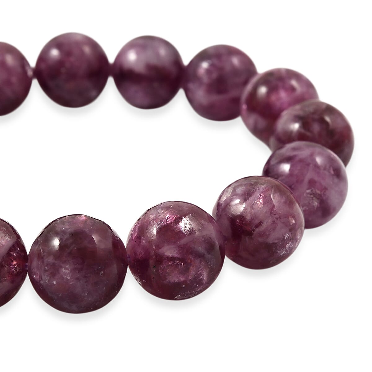 Purple Lepidolite 240.00 ctw Beaded Stretch Bracelet image number 3